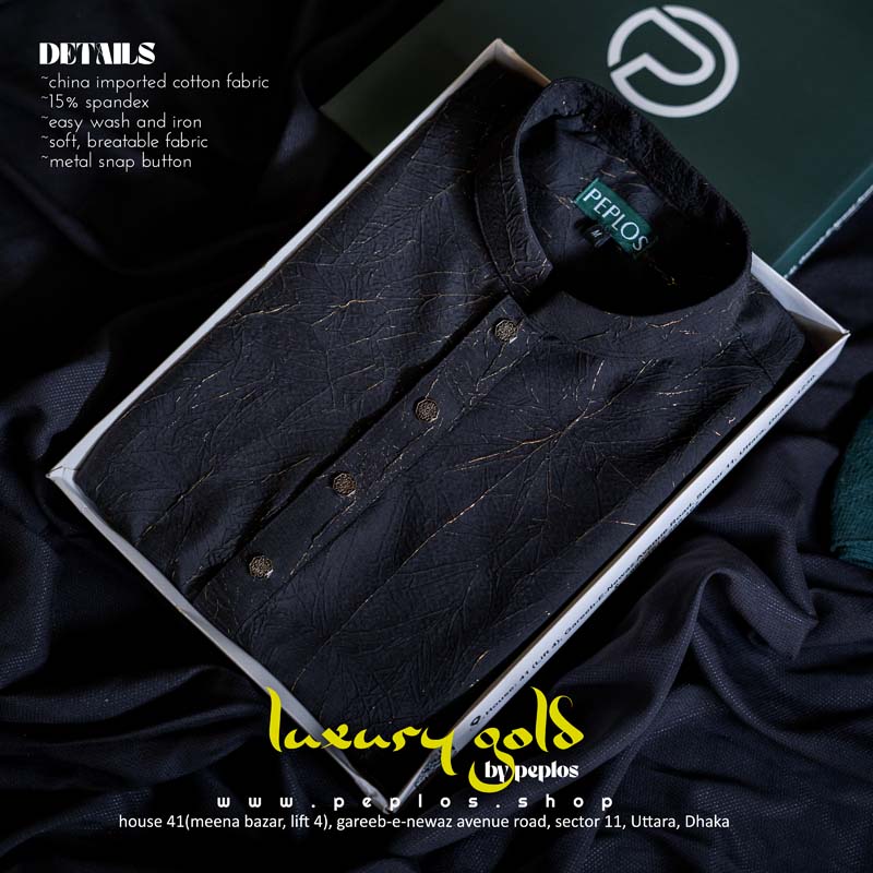 Luxury Gold Panjabi (black)